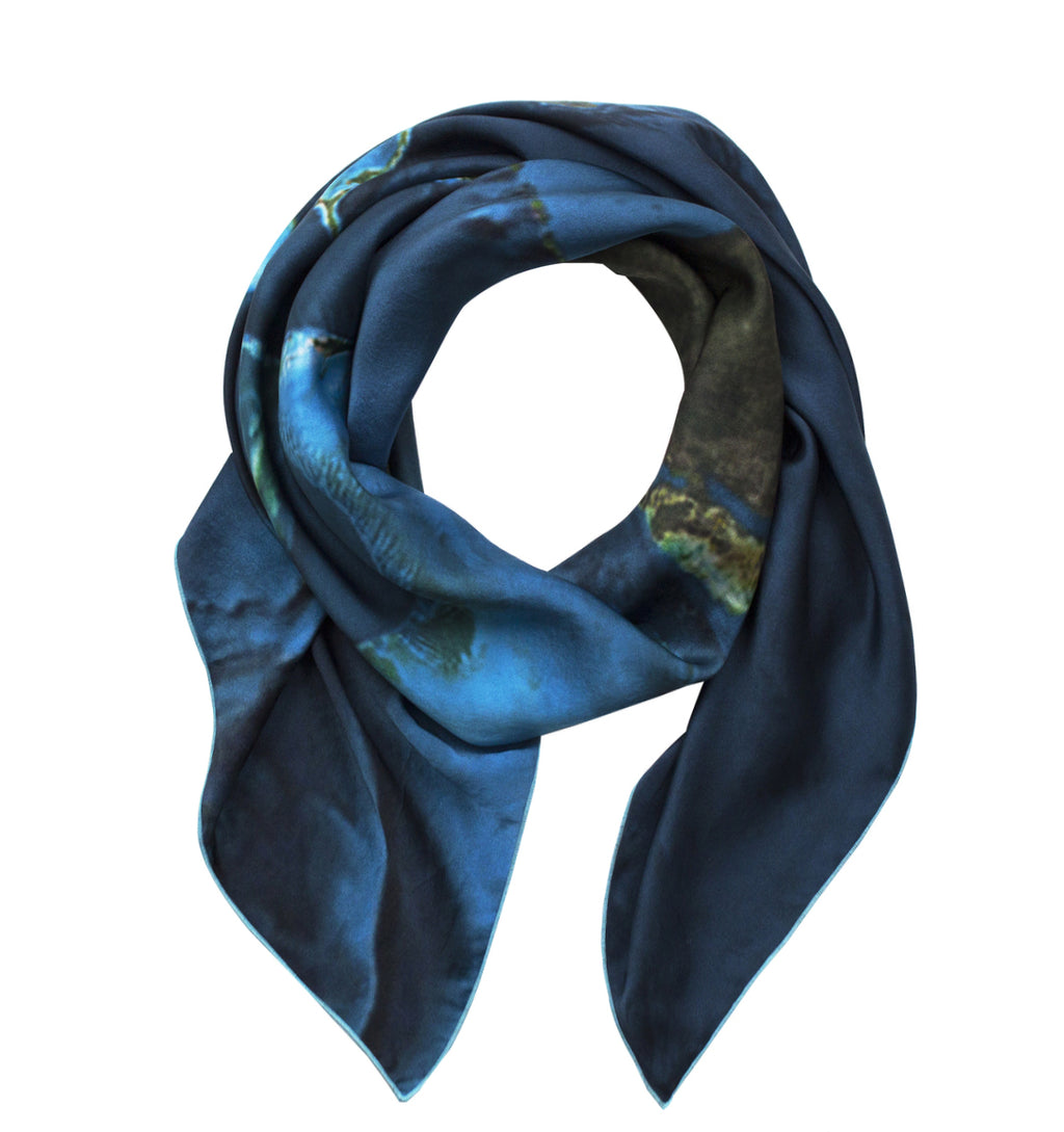 Bahamas map print scarf in satin/silk blend. Perfect gift or souvenir for women and men