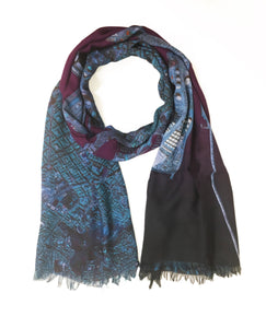 Barcelona, Spain map print scarf in modal/cashmere blend. Perfect gift or souvenir for women and men.
