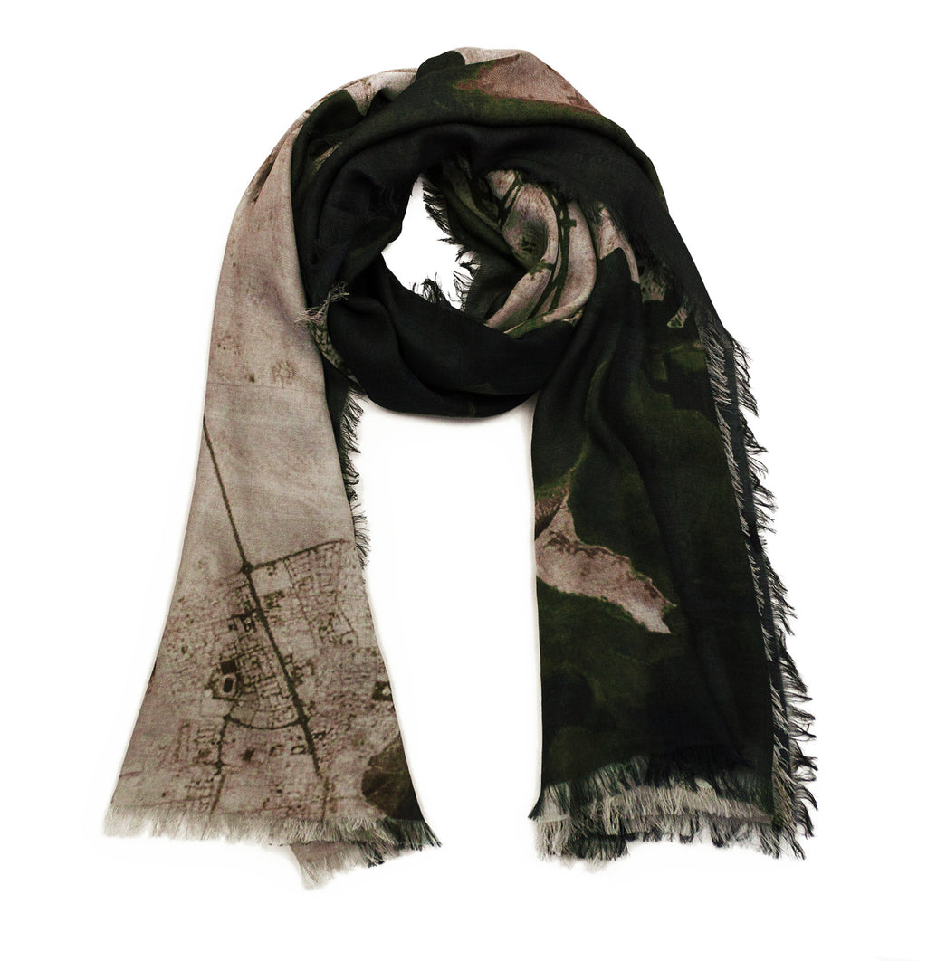 Doha Black/Beige Rectangular Scarf