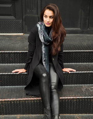 New York Black Rectangular Scarf