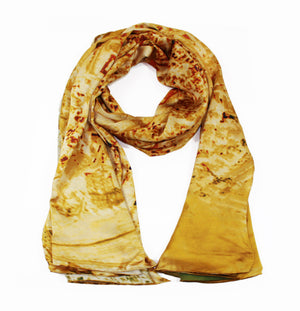 Jerusalem, Israel map print scarf in satin/silk blend. 