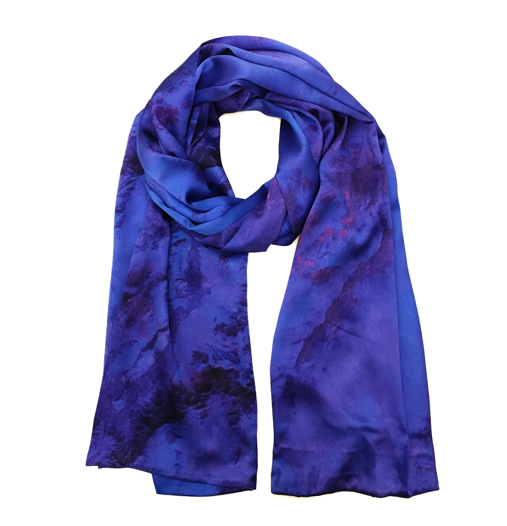 Kabul, Afghanistan map print scarf in satin/silk blend. 