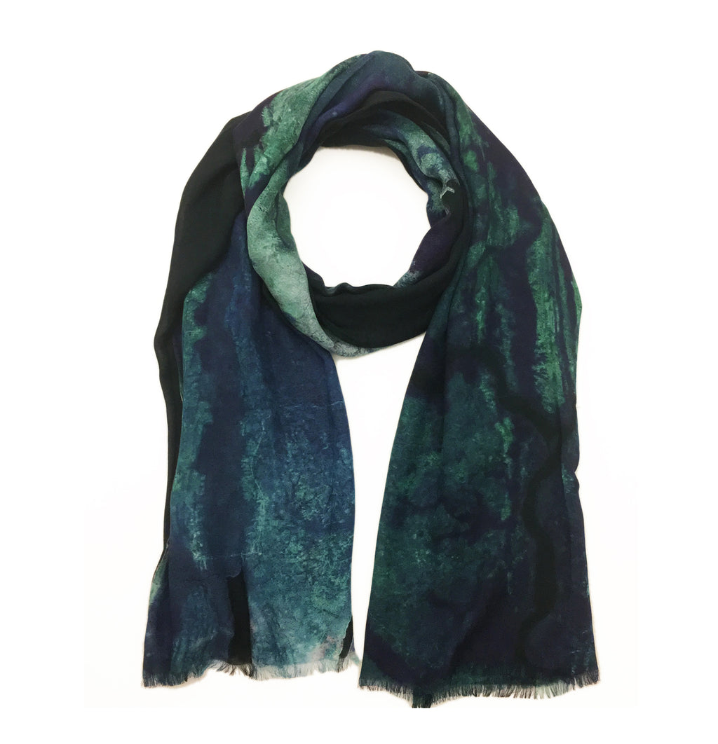 Lagos, Nigeria map print scarf in modal/cashmere blend. 