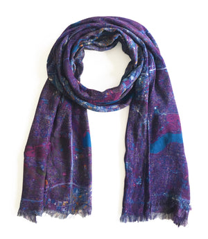 Minneapolis/Saint-Paul, Minnesota purple map print scarf in modal/cashmere blend inspired by Prince. The perfect token of memory for any fan of Prince and the legacy of Minneapolis. 