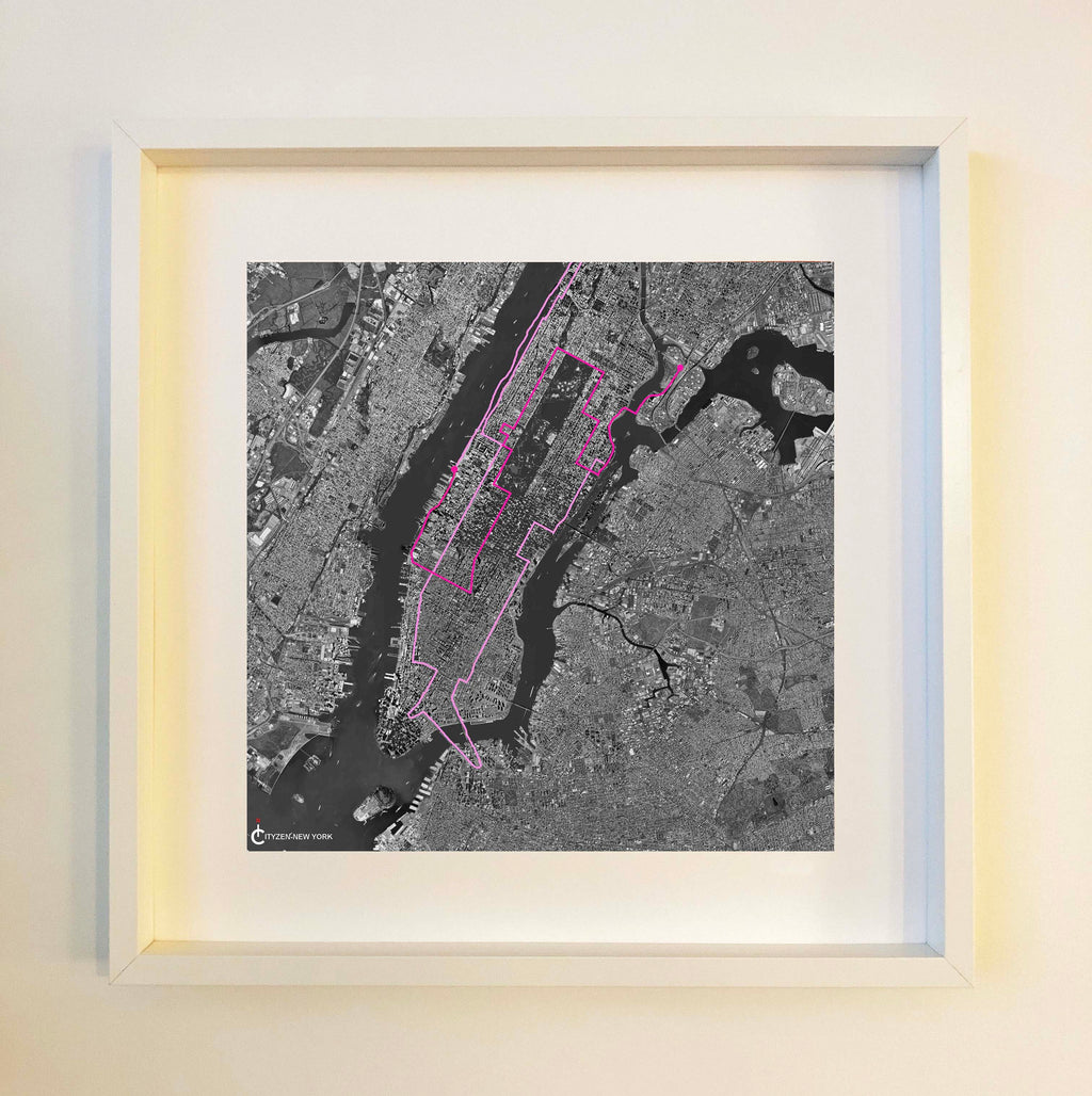 New York Black Scarf Framed
