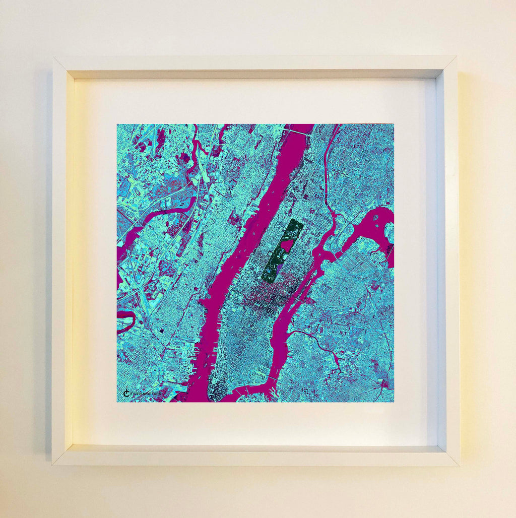 New York Blue Scarf Framed