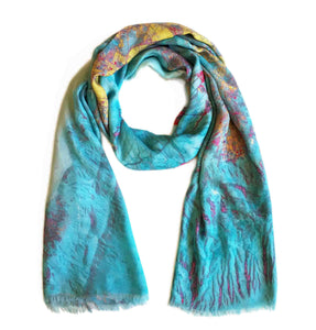 Shiraz, Iran map print scarf in modal/cashmere blend. Perfect gift or souvenir for women and men. 