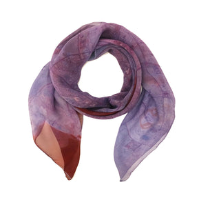 Doha, Qatar purple map print scarf in silk. 