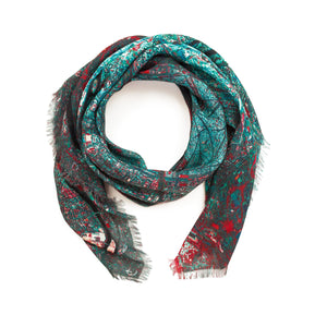 Paris, France blue map print scarf in modal/cashmere blend. Perfect gift or souvenir for women and men. 